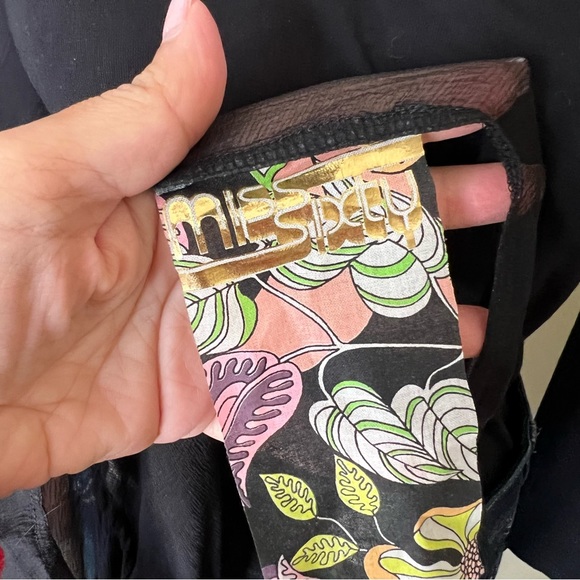 Miss Sixty 100% Silk Black Empire Waist Gold Buckle Puffy Sleeve Blouse NWT - Picture 11 of 14